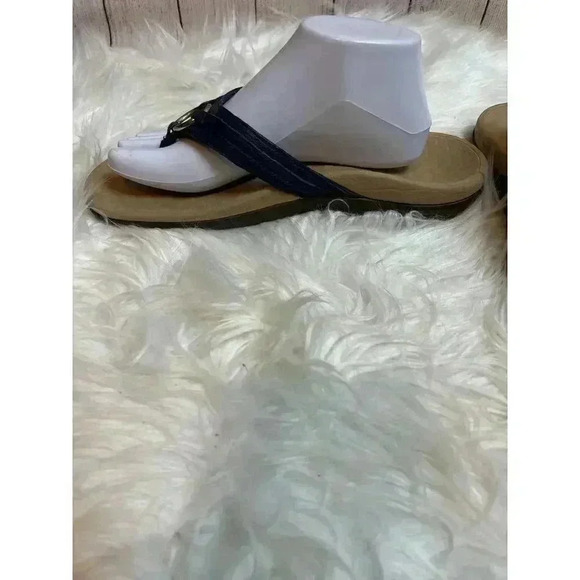 Vionic Women’s Aloe Thong Navy Blue Slide Sandal Leather Size 10 - Picture 4 of 8